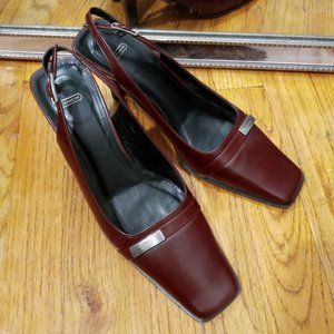 COACH Burgundy Slingback Heels 8
